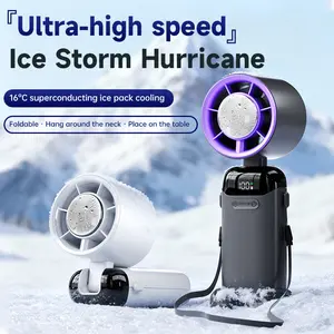 Handheld Portable Fan with Ice Cooler - Rechargeable Personal Fan Portable Fast Cooling, 12000 RPM Mini Turbo Pocket Fan for Travel Outdoor Home Office