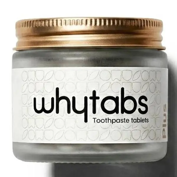Whytabs Toothpaste Tablets Plus - Probiotics & 5% Nano Hydroxyapatite, 70 Tabs Fluoride Free Peppermint, Teeth Cleaner, Mouth Care, Menthol, Jar