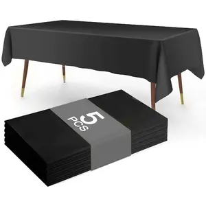 183*137cm Black Disposable Plastic Tablecloth, Waterproof Large Table Cover, Stylish Table Decor, Practical Disposable Supplies for Wedding, Birthday Party, Banquet and Indoor Outdoor Event Decoration