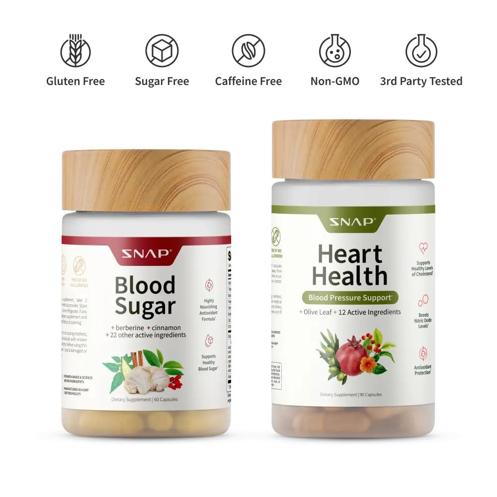 Blood Sugar + Heart Health Bundle - Support Healthy Blood Pressure and Circulation - Snap Supplements
