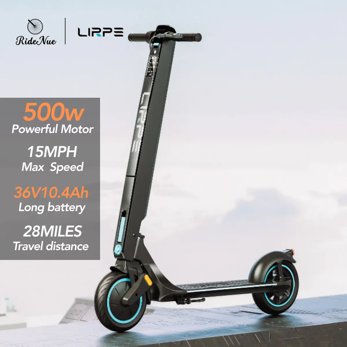 Lirpe R1 Pro Max Folding Motorized Scooter - 500W Motor, 15MPH Top Speed, 28Miles Range, 36V 10.4Ah Removable Battery, Multifunctional 3-in-1 E-Scooter & Mobile Power Station, 15.9 kg, 10" Anti-Flat Tires, UL 2272 Certified, Foldable