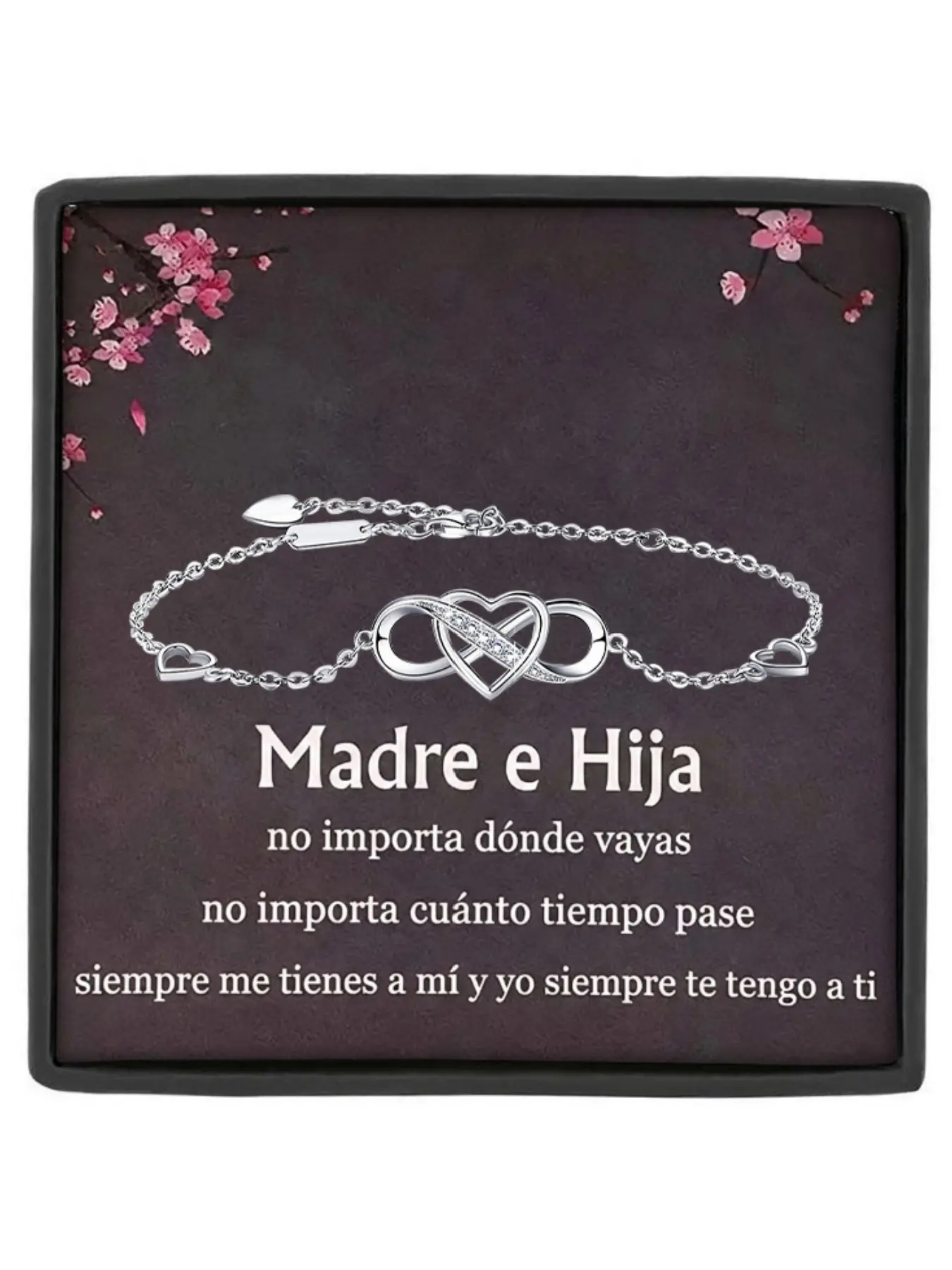 Daughter Bracelet for Her Infinity Heart Adjustable Copper Chain Bracelet Forever Love Exquisite Bangle with Message Card & Gift Box Milestone Gift Mother & Daughter Bracelet
