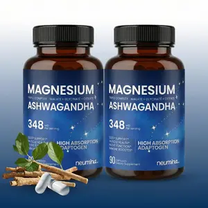 [2 Bottles] Neumina Triple Complex Magnesium & Ashwagandha Essential Minerals Supplement Brain Booster with Vitamin B6 & Black Pepper for Night Shifts & Mood Support Made In USA
