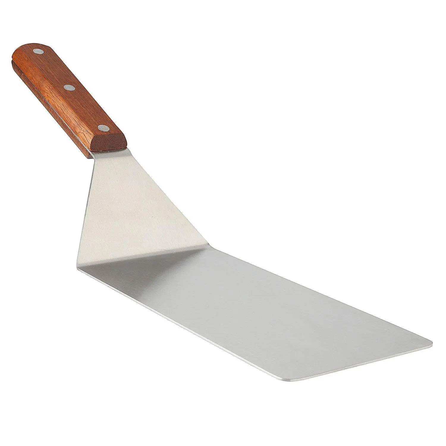8” Extra-Large Sturdy Stainless Steel Spatula Hamburger Turner with Strong Wooden Handle – Professional Commercial Food Flipper Scraper for Grilling Cooking, Baking for Your Flat Top Restaurants