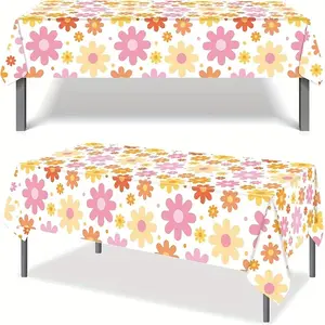 Bohemian Daisy Tablecloth, Vintage Hippie Floral Polyester, 70s Birthday Party, Baptism, Wedding Festival Decor, No Power Needed