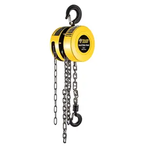 Hand Chain Hoist 1 Ton 2200 Lbs Capacity Chain Block, 10 Feet with 2 for Warehouse Automotive Machinery, Manual Chain for Lifting Good, Yellow
