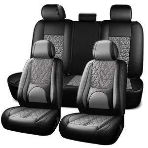 Car Seat Covers Front Set with Waterproof Leather Full Coverage Cushion Cover for Cars SUV Pickup Truck, Fit for Ford f150/Ram1500/Nissan Frontier/Toyota Tacoma/GMC Canyon/Silverado - Black
