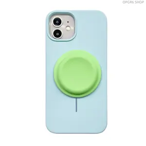 Stretchable Magnetic Pop Socket With Liquid Silicone Cap, Cute Macaron Solid Color Collapsible Phone Holder Bracket For Desktop Daily Use