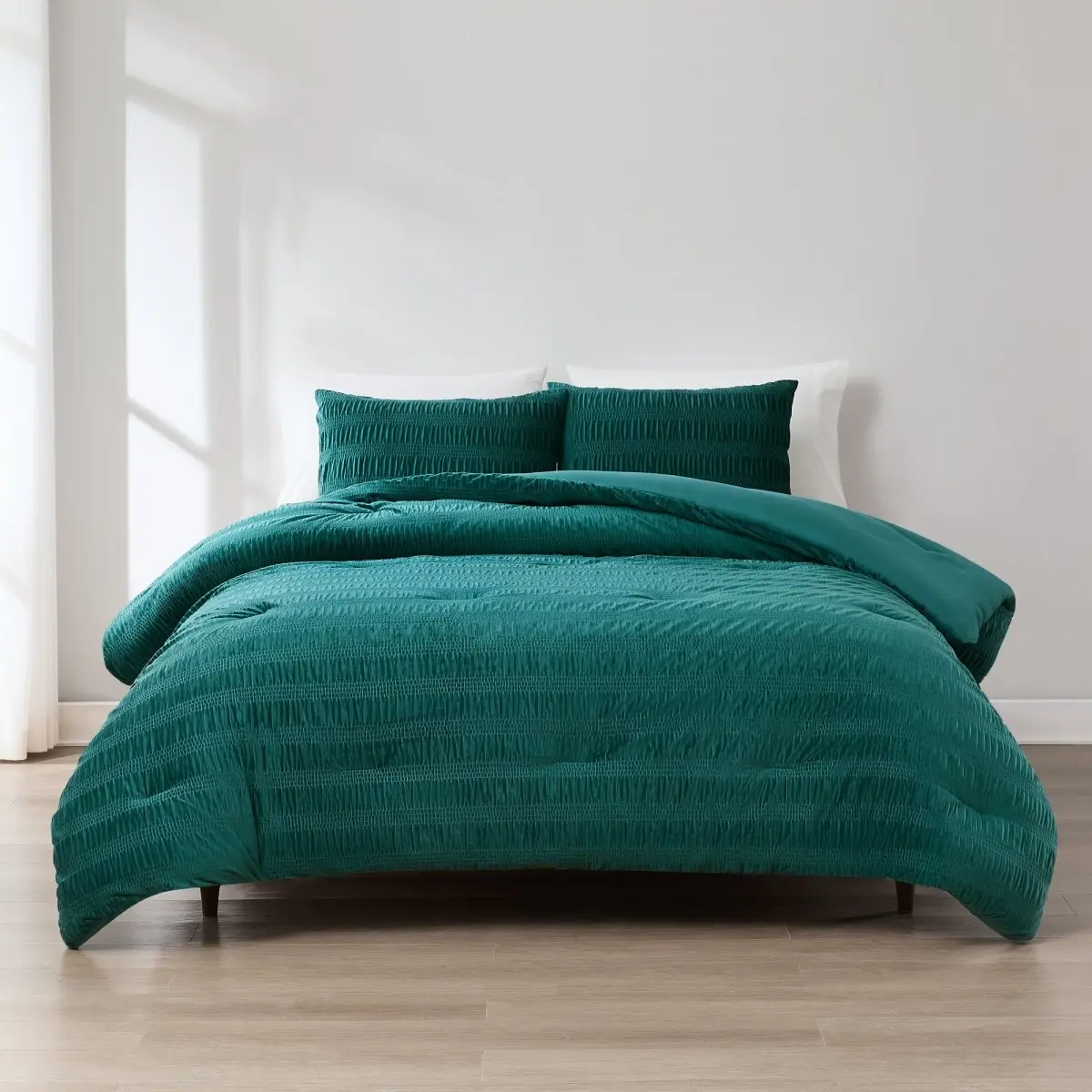 Lush Decor Azalea Ruched Velvet Stripe Comforter Set - Ultra Soft Textured Ripple Effect, OEKO-TEX Certified, Machine Washable, Modern Glam Bedding
