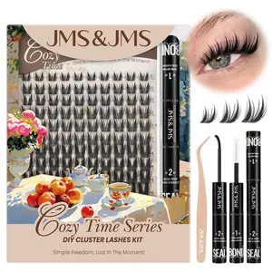 Bunny Lash Kit l JMS&JMS Doll Manga Cartoon Anime Lashes Clear Invisible Band C Curl,(8-18 MIX) for DIY Eyelash Cluster Extension Waterproof Eyelash Makeup Cosmetic Springtok Mother Gift