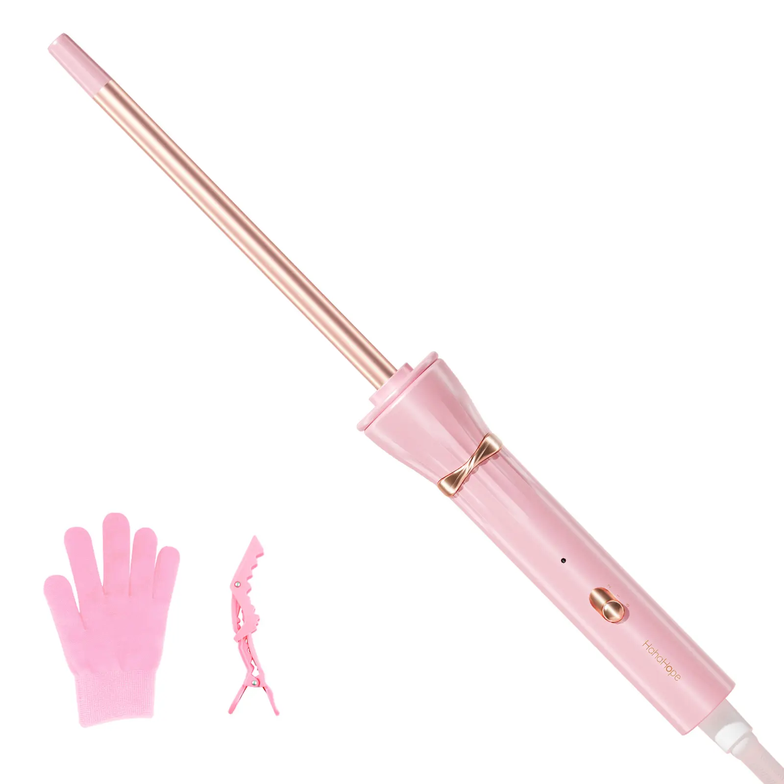 3/8 Inch Skinny Curling Iron & Wand, 9mm Mini Barrel for Short & Long Hair, Dual Voltage with 2 Heat Settings, Fast Heat Ceramic Curler Hair Styling Tools Rotary Curl Wand