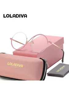 LOLADIVA Unisex Distinctive Design Sophisticated Half Frame Plano Glasses Easy To Wear Round Frame Plano Glasses