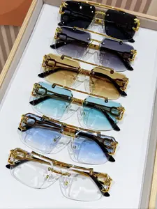 Unisex Top Bar Rimless Metal Sunglasses, Trendy Tinted Lens Sunglasses for Everyday Use, Fashion Accessories for Outdoor Activities, Classic Shades