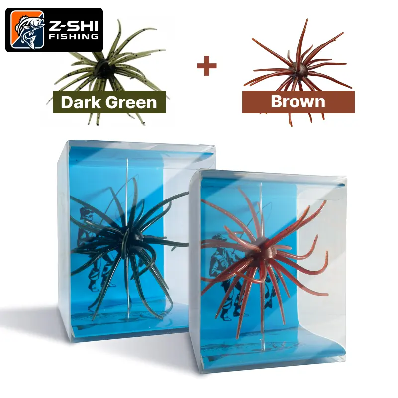 Z-SHI 2Pcs with box floating Sea Urchin Soft Lure for Bass Trout Fishing,  Tentacle Creature Lure, TPE Finesse Baits, Ideal for Bass Fishing with Drop Shot, Wacky Rig, Neko Rig,Floating Swimming Lures