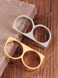 Trendy Alloy Ring Set for Men & Women, Fashionable Dual Finger Rings, Stackable Rings, Ideal Gift for Trendsetters, Daily Wear Accessory