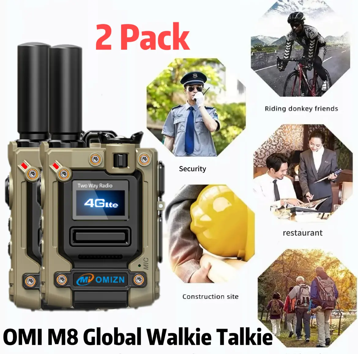 OMI Model M8 2-Way Radio, Wireless Internet-Based Walkie Talkie, Durable Portable Aluminum Global Transnational Communication Device, Rechargeable Audio Tool for Family Hiking