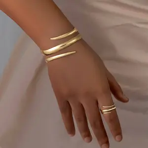 New Hollow Waterdrop Line Open Bangle - Fashion Minimalist Elegant Versatile Jewelry Bracelet with Moon Design, Jewelry for Women (Party Gift)