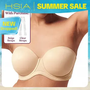 HSIA Classic Comfort Multiway Strapless Bra Plus SizeUnderwire Stay Up Non Slip Silicone Full Busted ConvertibleBra Includes Free Matching And Clear Straps Seamless FullBusted 6 Way Lingerie