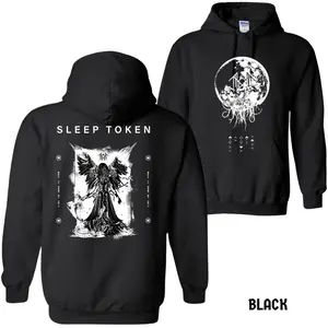 ⚫[Graphic Hoodie]Sleep Token "Angel Sigil" Hoodie – 2025 Tour Graphic Sweatshirt, Dark Ritual Aesthetic Unisex Pullover for Men & Women, Alternative Metal Streetwear Fan Hoodie, Trending Band Merch, Fall/Winter Casual Menswear