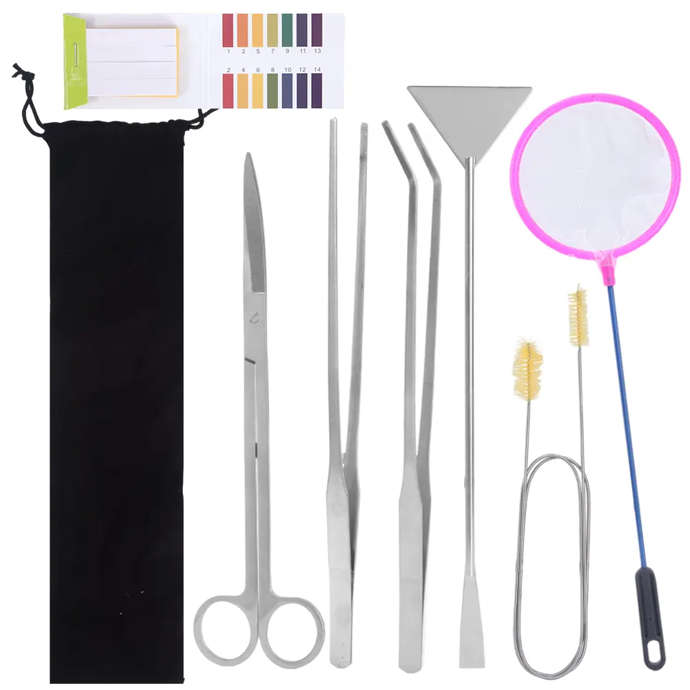 7pcs Aquarium Aquascaping Tools Kits,Stainless Steel Aquarium Plant Tools Tweezers Scissors Scrapers for Aquarium Tank Clean Fish Tank Aquascape Tools Sets