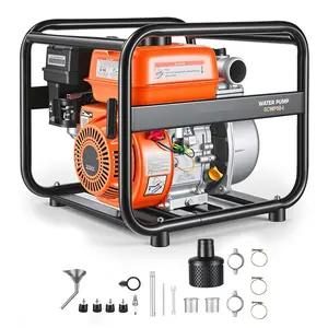 Gas Powered Water Pump, 2-Inch Discharge, 132 GPM, 6.5 HP Semi-Trash Water Transfer Pump Portable With Gasoline Engine, 25 Ft Discharge Hose, Heavy Duty Frame, Cast Iron Impeller, Ideal For Irrigation, Ponds, And Pools