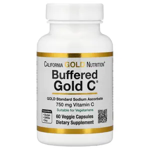 California Gold Nutrition Buffered Gold C®, GOLD Standard Sodium Ascorbate (Vitamin C), 60 Veggie Capsules