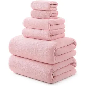 6 Piece Towel Set - Oversized Bath Sheets (70 x35 in), 670GSM Ultra Soft & Highly Absorbent, Quick Dry Pink Bath Towel Sets for Bathroom, Spa, Hotel, Gym
