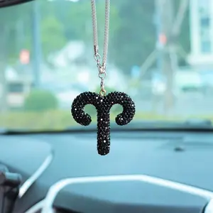 12 Zodiac Car Hanging Decorations, Astrology Rearview Mirror Pendants, Unisex Car Interior Accessories, Universal Car Decoration, Car Ornament (//)