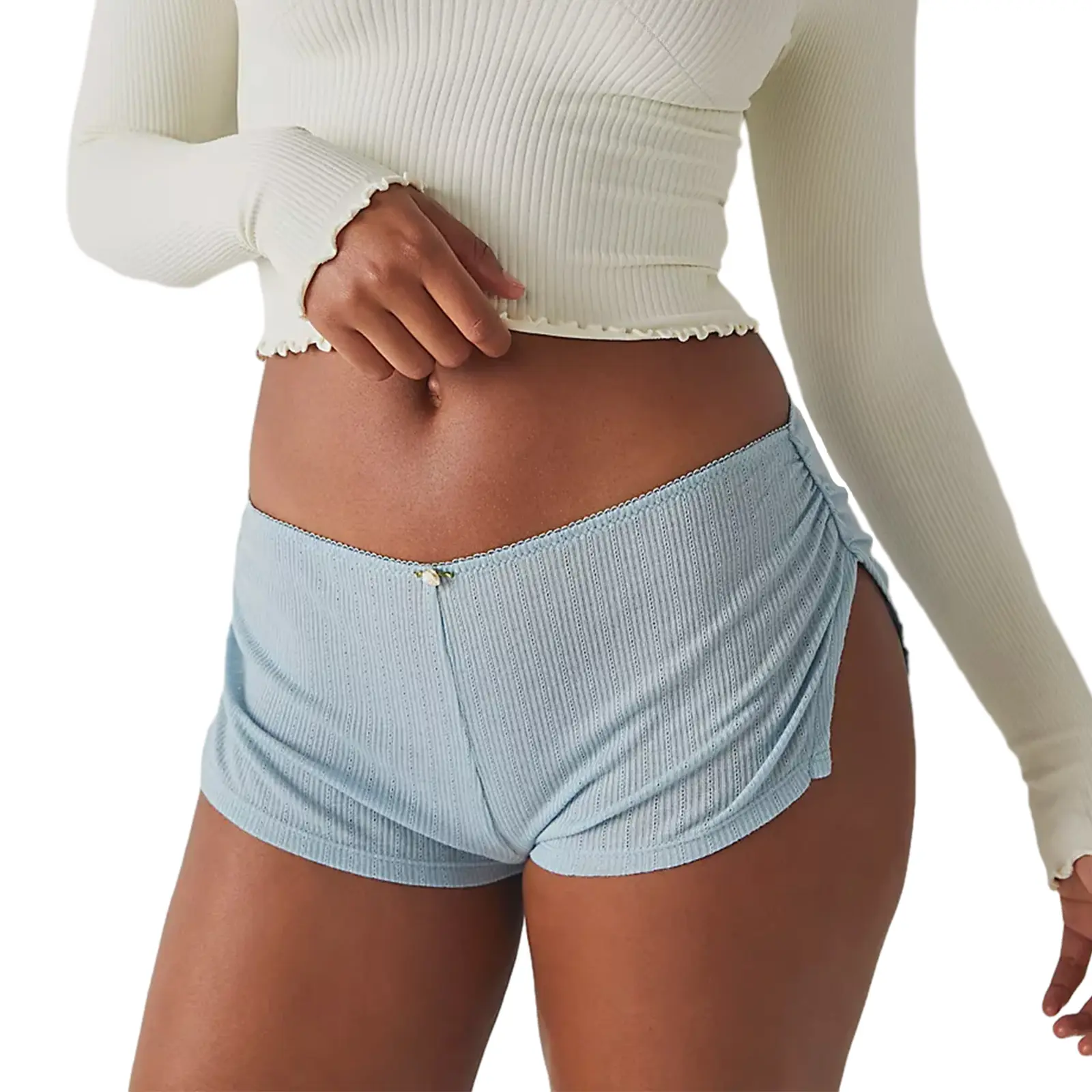 Women Y2K Sexy Shorts, Low Waist Side Split Boxer Shorts, Slim Hip Lifting Casual Sleepwear Womenswear Cute Soft