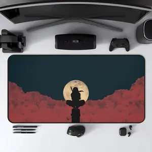 Uchiha Desk Mat: Dark Minimal Gamer Setup, Anime Mouse Pad, Desk Mat, pc accessories.