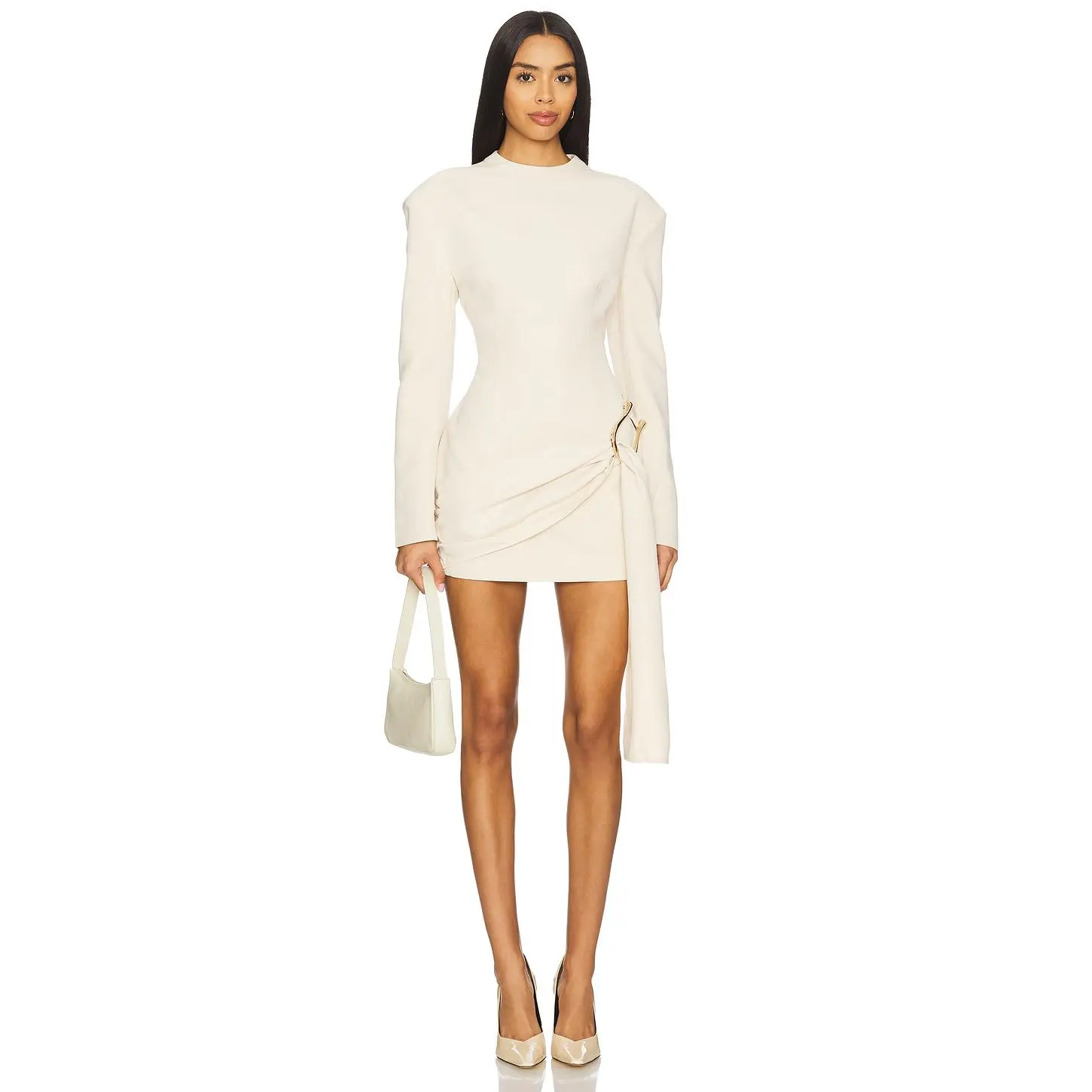 LIONESS Martini Long Sleeve Mini Dress in Eggnog