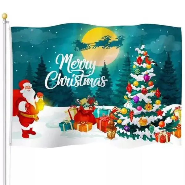 ft Merry Christmas Santa Outdoor Flag Garden Decorations - Christmas Flag - Gift For Him - Gift For Her - Funny Christmas Flag - Christmas Banner - Holiday Flag - Christmas Tree Flag - Decor Home - Garden Party Decor - Merry Christmas