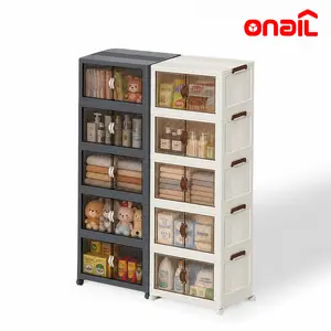 ONAIL 128QT Foldable Storage Box with Lid, 1-5 Layers Holders with Wheels, Kitchen, Bedroom, Bathroom, Warehouse Storage Organizer - Collapsible