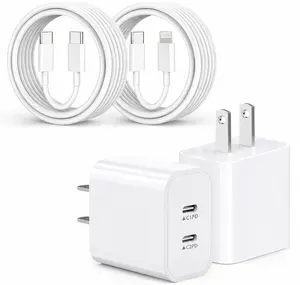 iPad iPhone Charger Fast Charging 6.6FT USB-C to Lightning / Type-C to Type-C Cable Set with 20W Foldable Wall Plug, iPad Cord Compatible with iPad, iPad Pro, iPad Air, iPhone – Travel Charging Adapter Cellphone Electronic