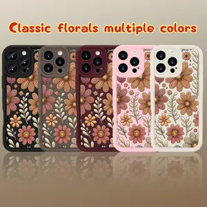 Floral Pattern Aesthetic Phone Case, Anti-drop Cellphone Protective Case, Total Protective Shockproof Mobile Phone Cover for iPhone 11 12 13 14 15 Pro Max, Casing