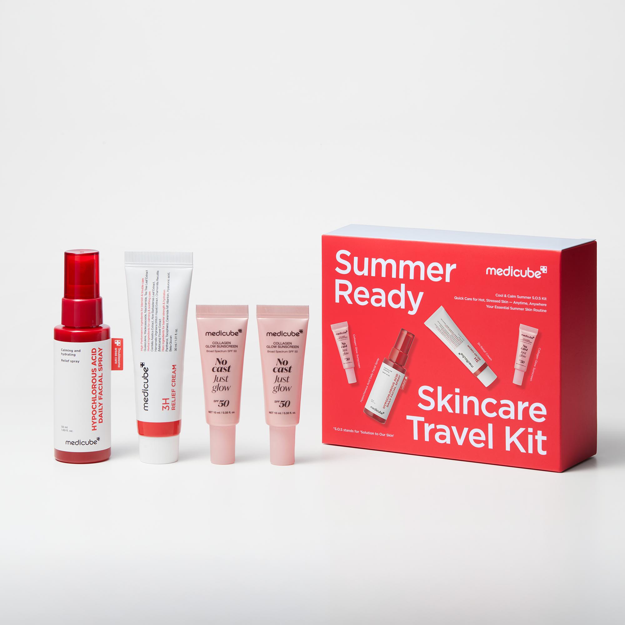 [NEW] [medicube] Summer-Ready Skincare Travel Kit | Quick Cooling & Soothing Essential | HOCl Spray, Relief Cream & SPF 50 Sunscreen for Irritated Skin | Travel Size, Korean Skincare Gift Set