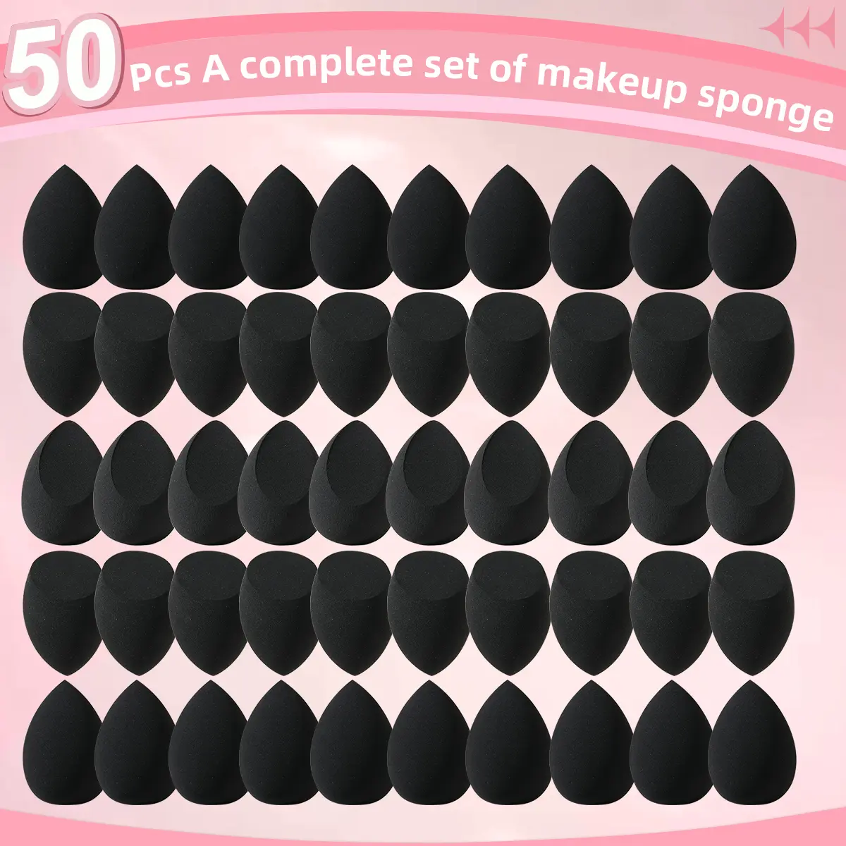 50pcs Face Makeup Tools Set,50 Large Makeup Sponges,Soft Makeup Puff,Beginner Face Makeup Tools