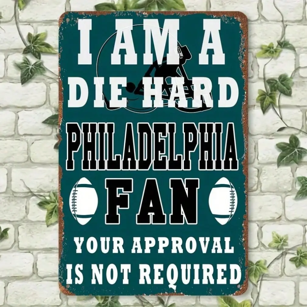 2D Retro Philadelphia Eagles 8x12 Inch Vintage Aluminum Sign - Rustic NFL Football Team Home & Bar Decor, Durable Weatherproof Metal Sign