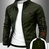 Men's Paris City Theme Stand Collar Jacket Business Casual Windproof Coat, Smooth Zipper Luxury Letter Print, Daily Commute, Light Sports, Collared Coats, Casual Fashion Jacket, Fashionable Jacket