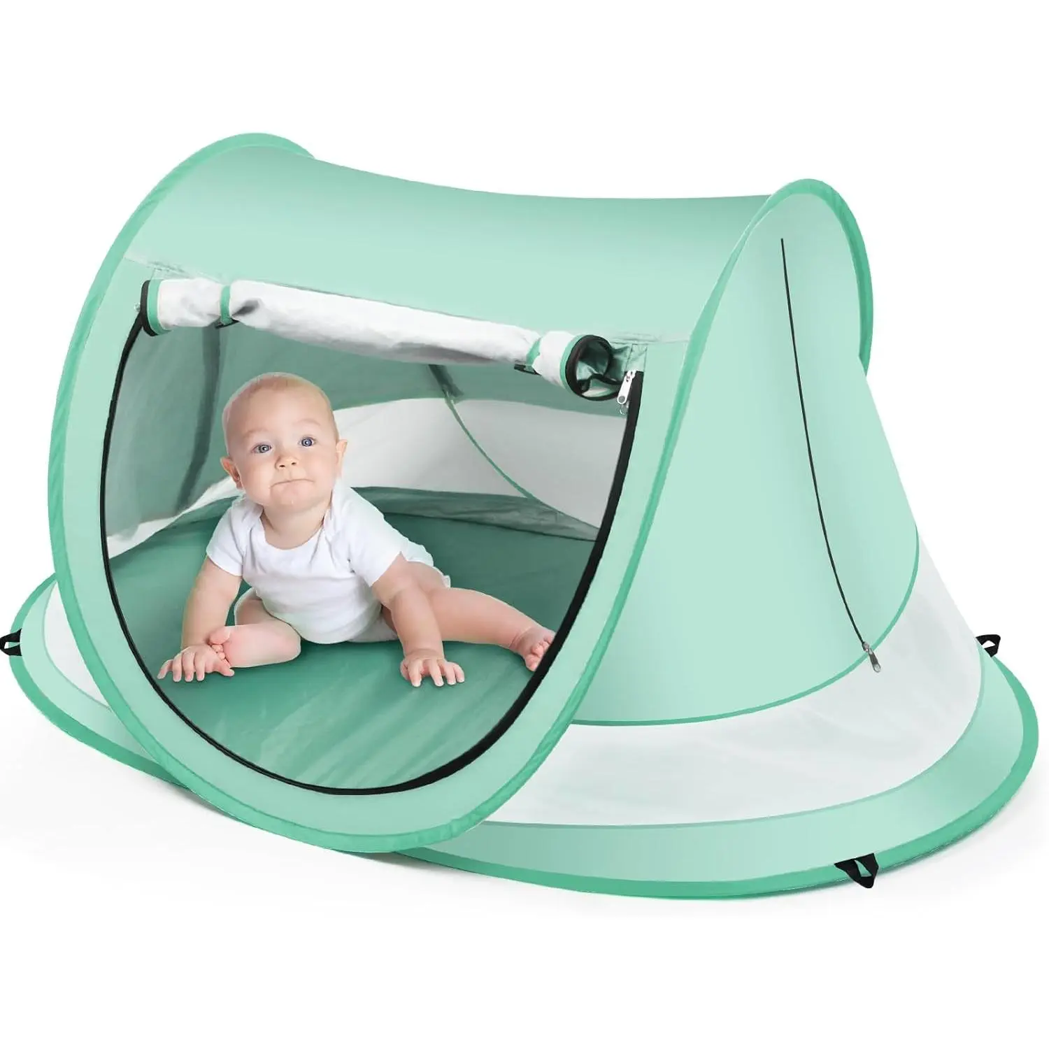 Beach Tent,Large Pop Up Beach Tent Sun Shade for Beach,Portable  Travel Tent with Mosquito Net,Indoor  Play Tent,UPF 50+ UV Protection Sun Shelters for