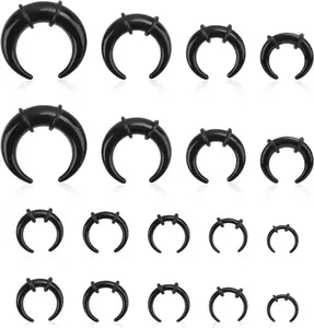 18pcs Acrylic Septum Rings,Plastic Horseshoe C-Shape Pincher Taper Cartilage Stretching Kit Piercing Retainer Jewelry for Women Man Nose Ear Tragus Size 14G 12G 10G 8G 6G 4G 2G 0G 00G