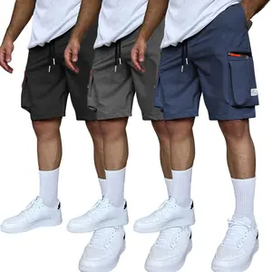 3-Pack Men's Cargo Shorts with Multi-Pockets, Relaxed Fit Elastic Waist Drawstring Summer Work Shorts
