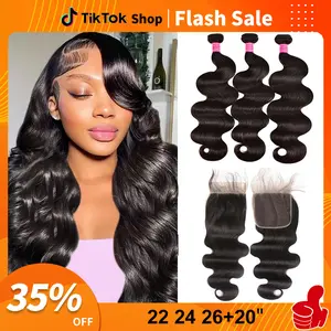 10A Human Hair Bundles 3 Bundles With 5x5 Hd Lace Closure 22 24 26+20"Closure Body Wave Bundles Human Hair raw bundles 100% Unprocessed Brazilian Virgin Body Wave Human Hair Weave Bundles with Closure Natural Color deals for you days