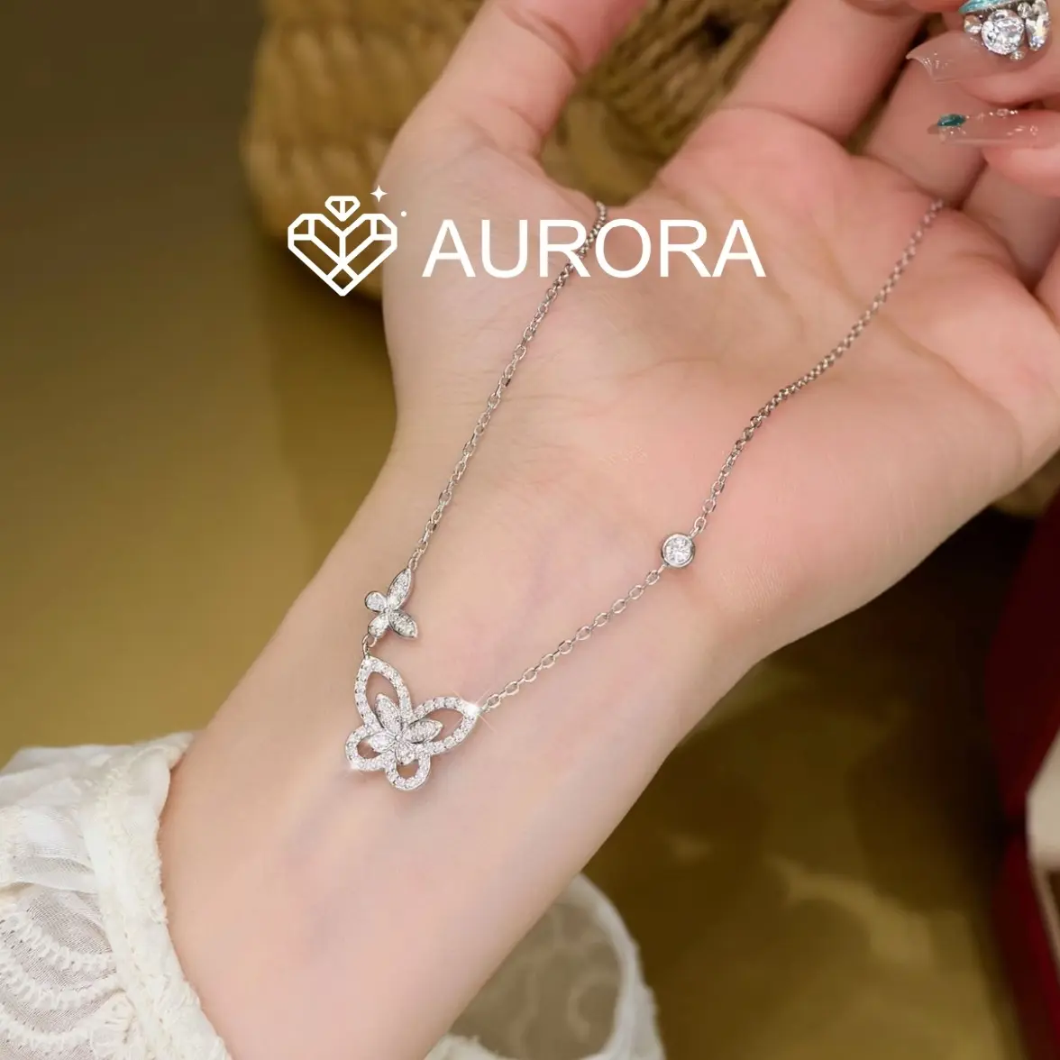 【#194 Sylph】Unisex 925 Sterling Silver Jewelry Pendant Necklace, Decorative Link Chain Daily Wear Moissanite Accessory