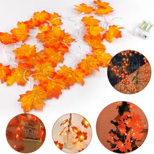 6-meter 40-LED battery box maple leaf string light: warm white