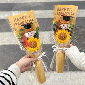 Crocheted Graduation Bouquet, Class of 2026, Crochet Graduation Flowers, Handmade Sunflower Doll Bouquet