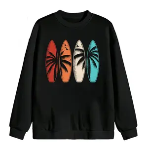 Beach Surfboard Surf Men's Long Sleeve Tropical Hawaiian Sweatshirt