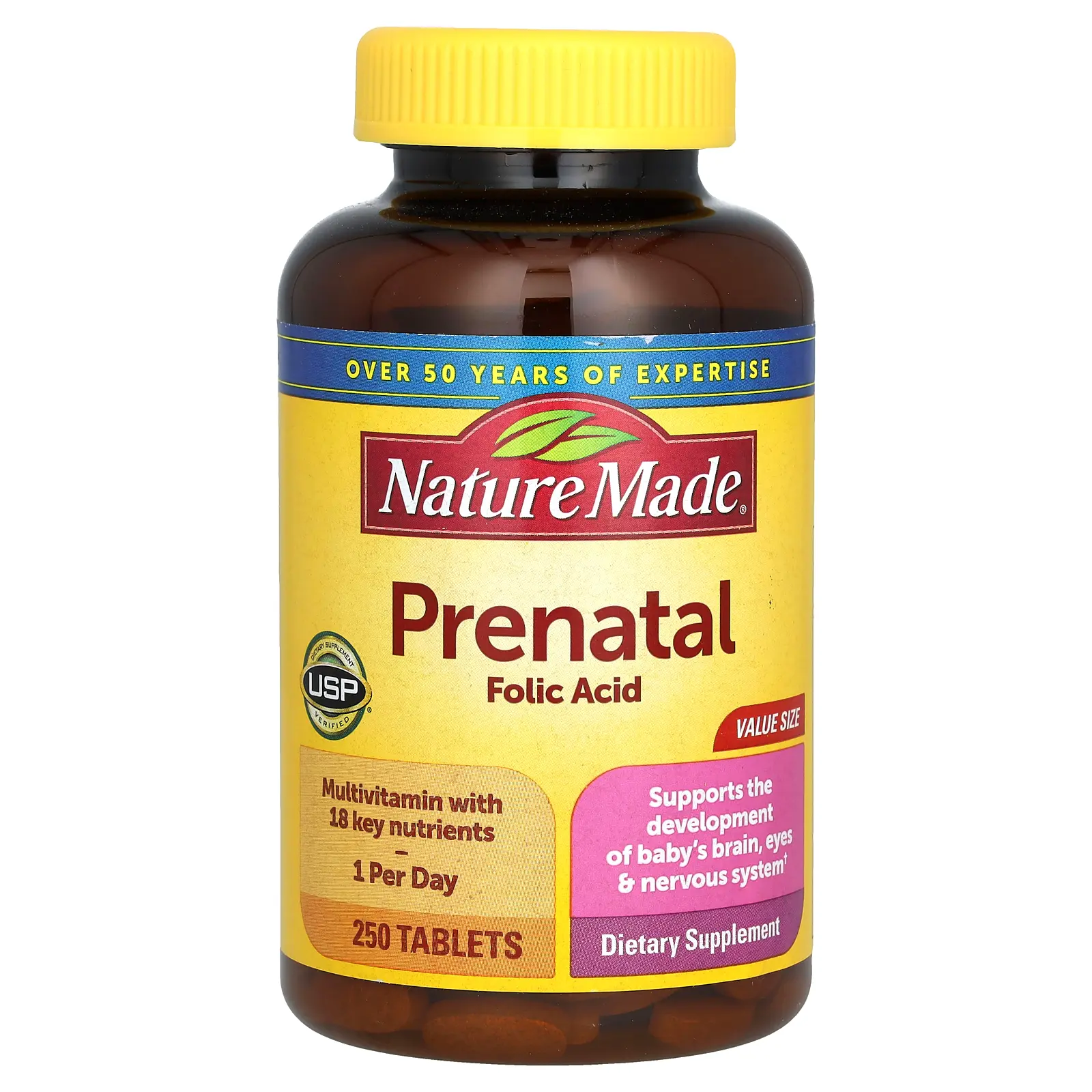 Nature Made Prenatal Folic Acid, 250 Tablets | HSA/FSA Eligible