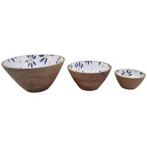Temp-tations Old World Set of (3) Mango Wood Bowls