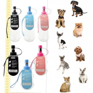 Patented Portable No-Drip Travel Water Bottle/Feeder for Dogs/Puppies/Cats/Rabbits and Other Small Sized Animals -8 oz. Leak-proof Nozzle 16mm, Blue (H258)